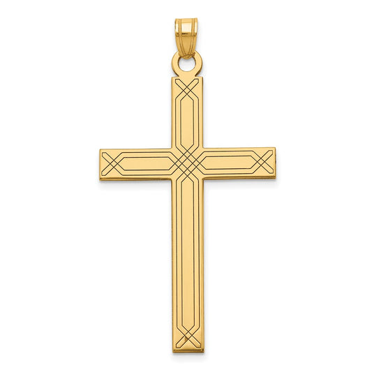 Gold Flat Laser Design Latin Cross Pendant