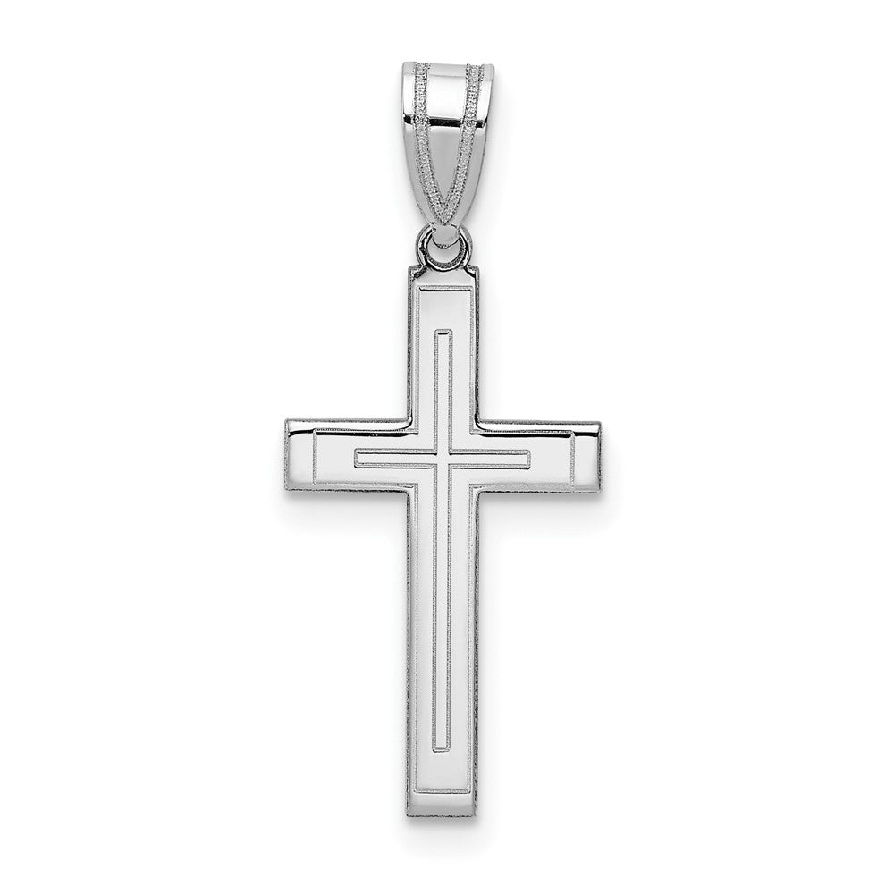 Gold Flat Etched Latin Cross Pendant