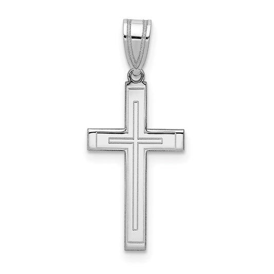 Gold Flat Etched Latin Cross Pendant