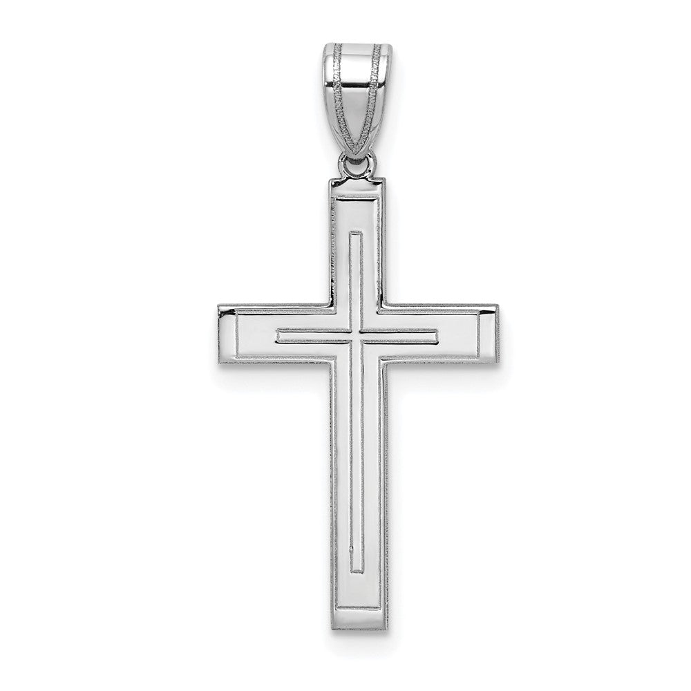 Gold Flat Etched Latin Cross Pendant