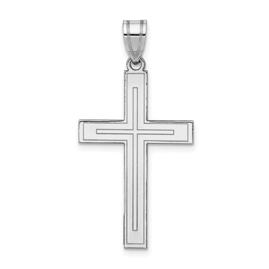 Gold Flat Etched Latin Cross Pendant