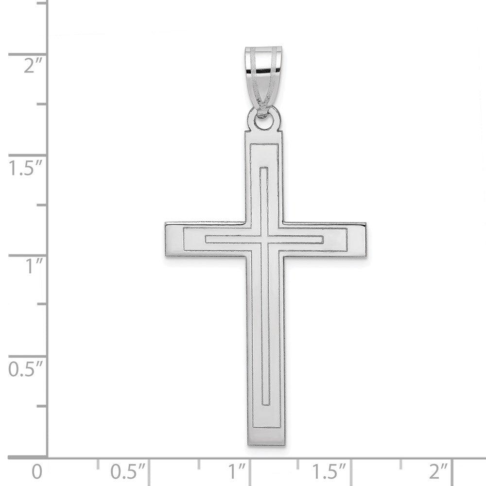 Gold Flat Etched Latin Cross Pendant