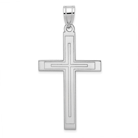 Gold Flat Etched Latin Cross Pendant