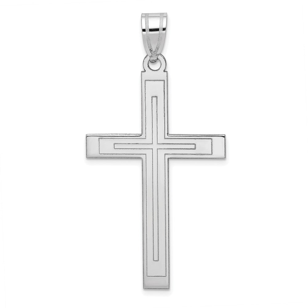 Gold Flat Etched Latin Cross Pendant