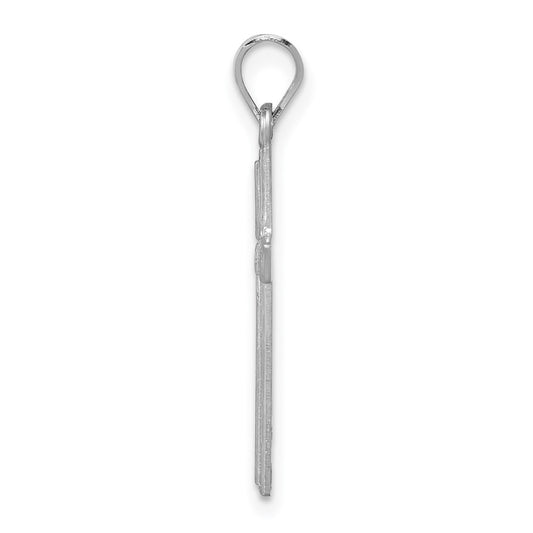 14k White Gold Hollow Cross Pendant