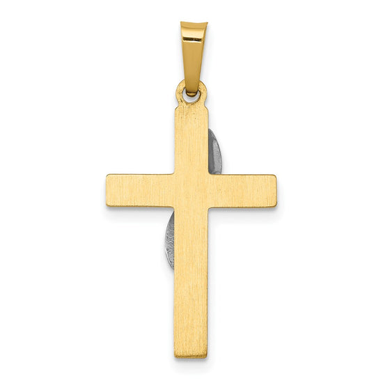 14K Two-Tone Hollow Cross with Drape Charm