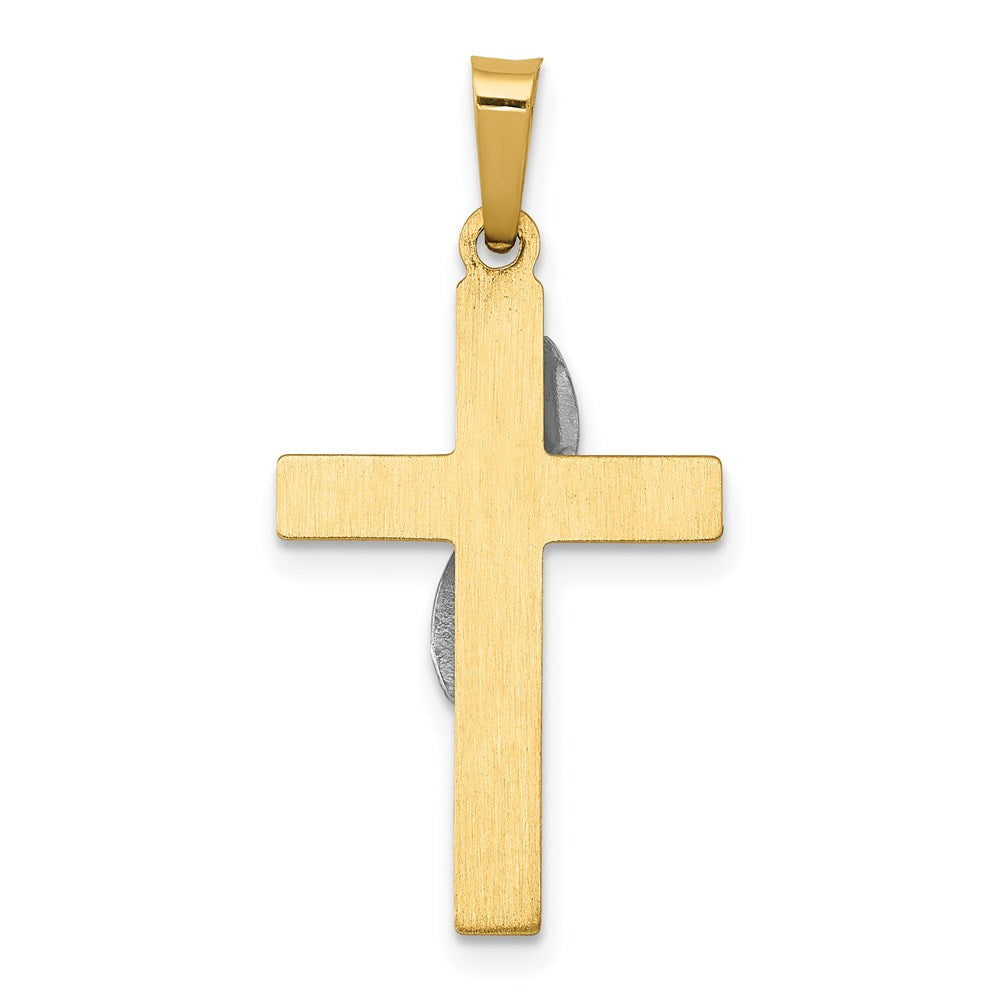 14K Two-Tone Hollow Cross with Drape Charm