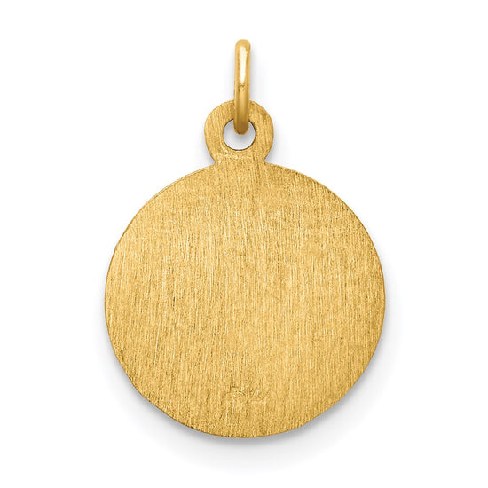 14k Polished and Satin Solid Saint Elizabeth Seton Medal Round Charm
