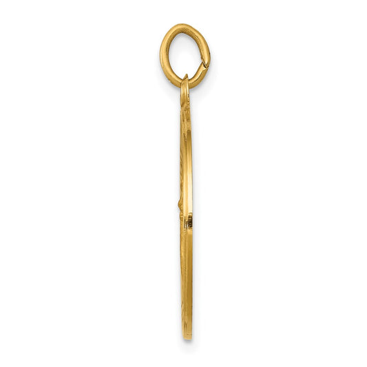 14k Polished and Satin Solid St John the Baptist Medal Round Pendant