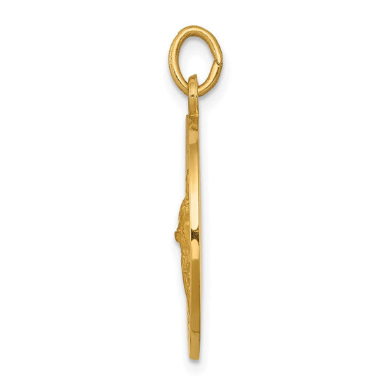 14k Polished and Satin Solid Saint Gerard Medal Round Pendant