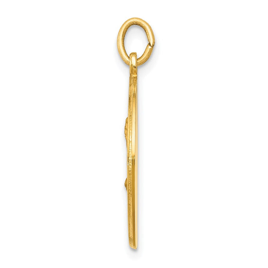 14k Polished and Satin Solid Saint Matthew Medal Round Pendant