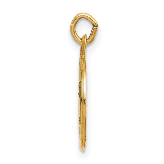 14k Polished and Satin Solid Saint Mark Medal Round Charm
