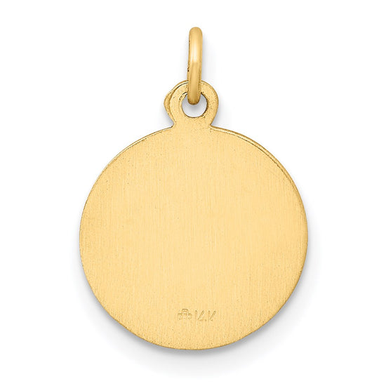 14k Polished and Satin Solid Our Lady Of The Assumption Medal Round Charm