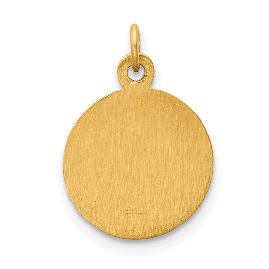 14k Polished and Satin Solid Infant of Prague Medal Round Charm