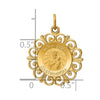 14k Polished and Satin Solid Matka Boska Czestochowska Medal Reversible Scalloped Edge Round Pendant