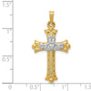 14k Two-tone Claddagh Cross Pendant
