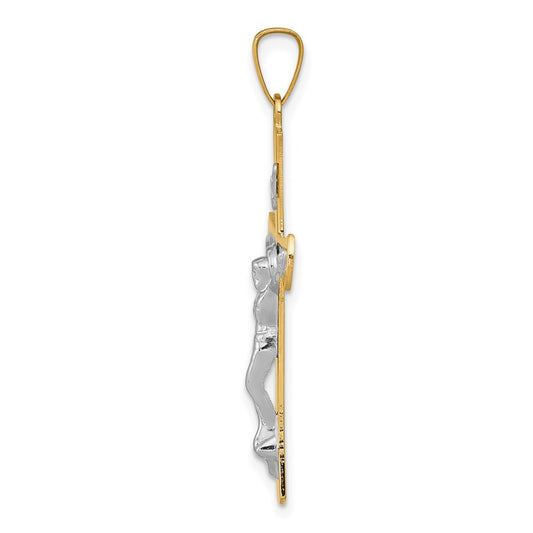 14k Two-tone INRI Crucifix Pendant