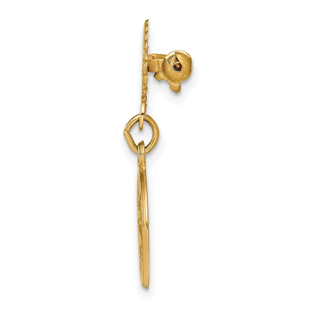 14k Polished and Satin Solid Holy Family Medal Pin