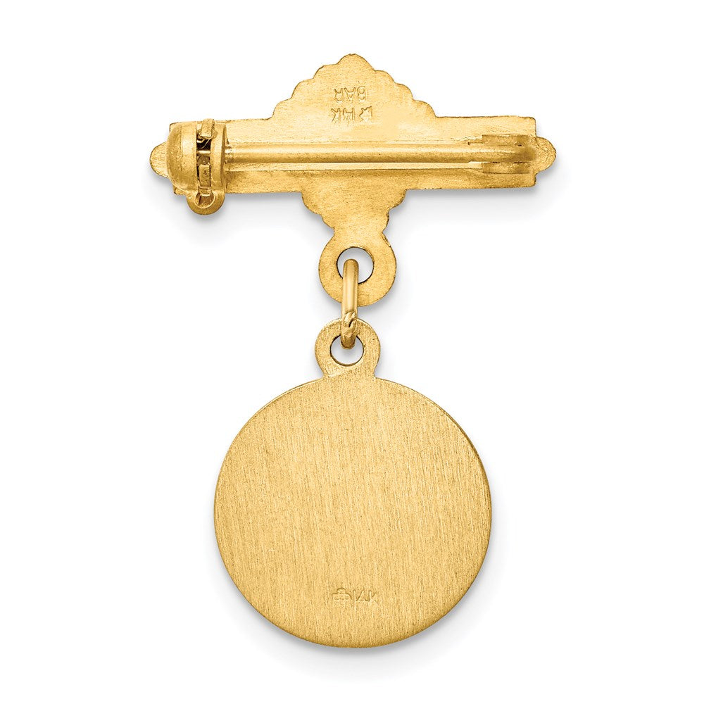 14k Polished and Satin Solid Holy Family Medal Pin