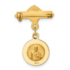 14k Polished and Satin Solid Reversible Queen of the Holy Scapular and Sacred Heart Medal Pin