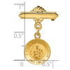 14k Polished and Satin Solid Reversible Queen of the Holy Scapular and Sacred Heart Medal Pin
