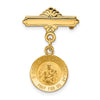 14k Polished and Satin Solid Reversible Queen of the Holy Scapular and Sacred Heart Medal Pin