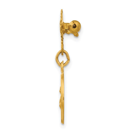 14k Polished and Satin Saint Lucy Medal Pin