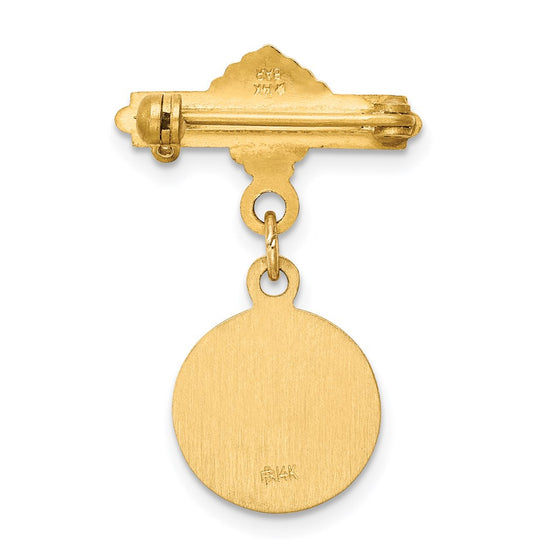 14k Polished and Satin Saint Lucy Medal Pin