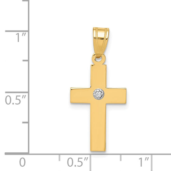 Gold Diamond Accent Flat Latin Cross Pendant