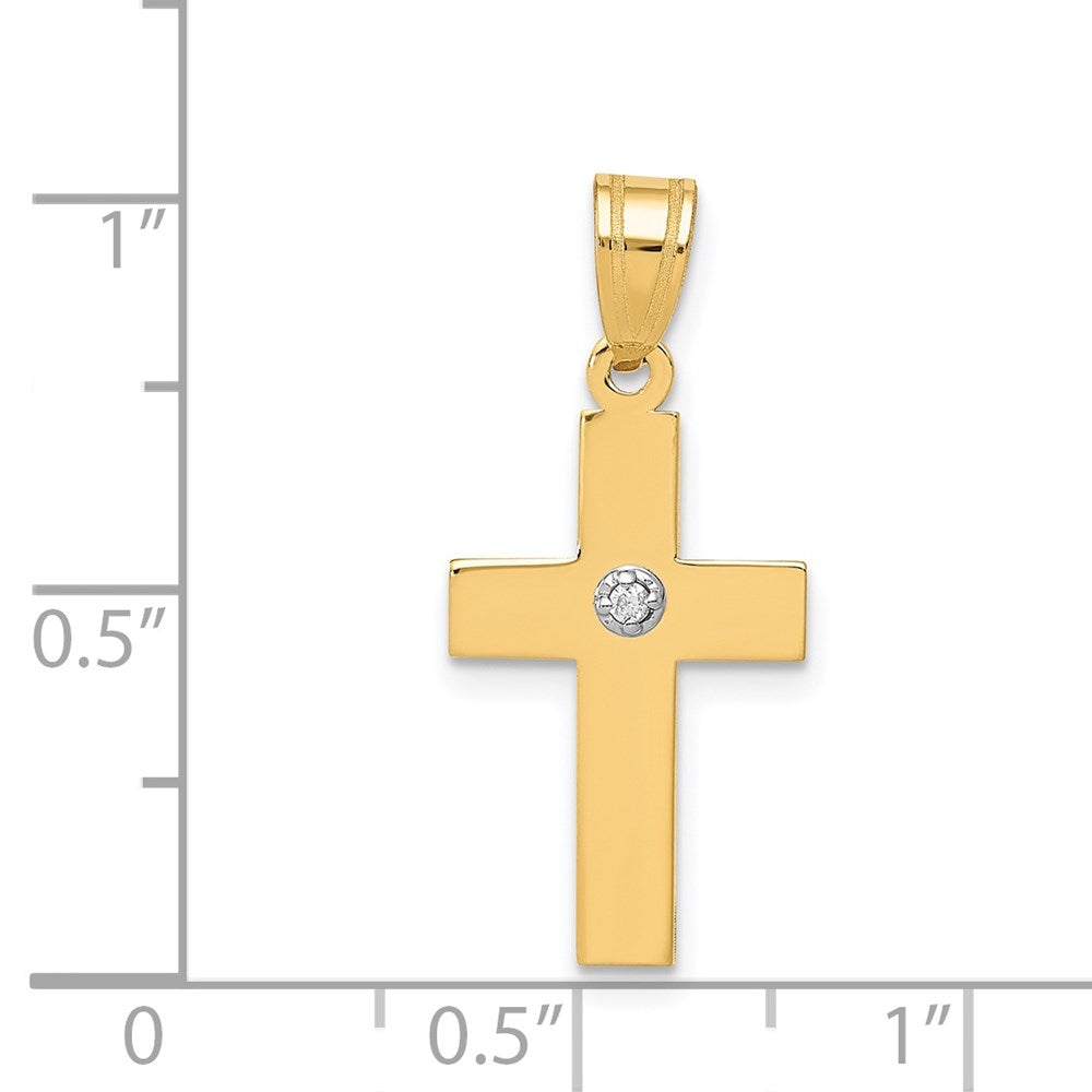 Gold Diamond Accent Flat Latin Cross Pendant