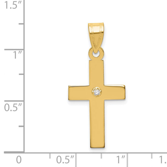 Gold Diamond Accent Flat Latin Cross Pendant