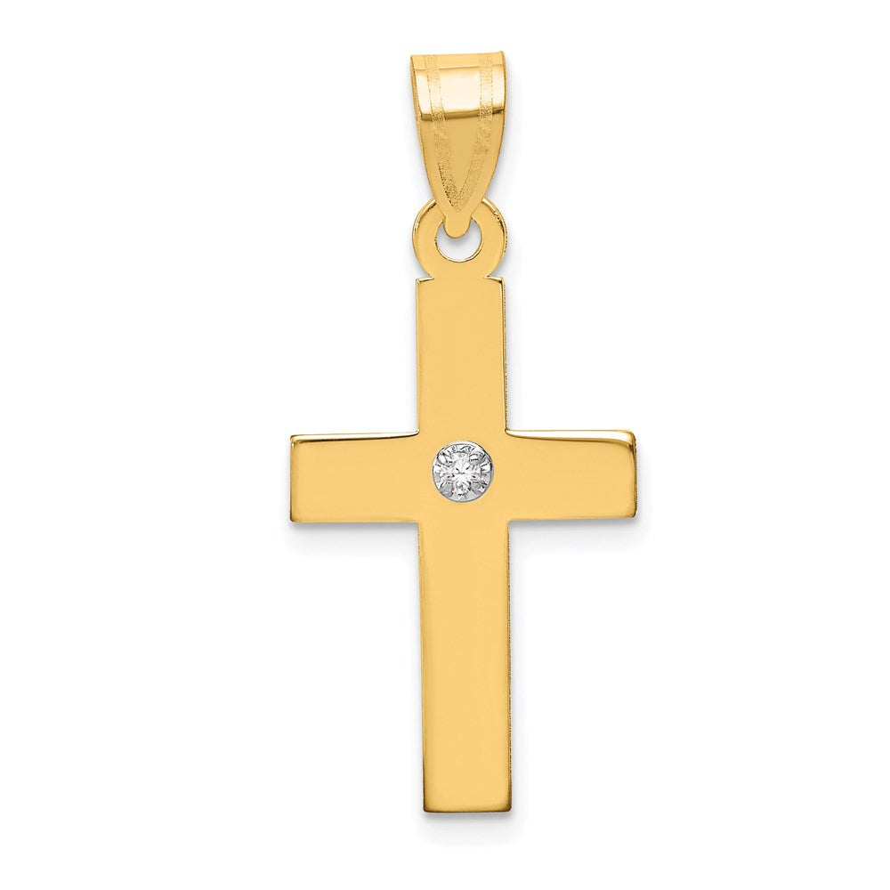 Gold Diamond Accent Flat Latin Cross Pendant