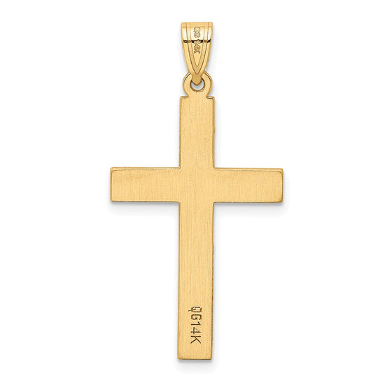 Gold Diamond Accent Flat Latin Cross Pendant