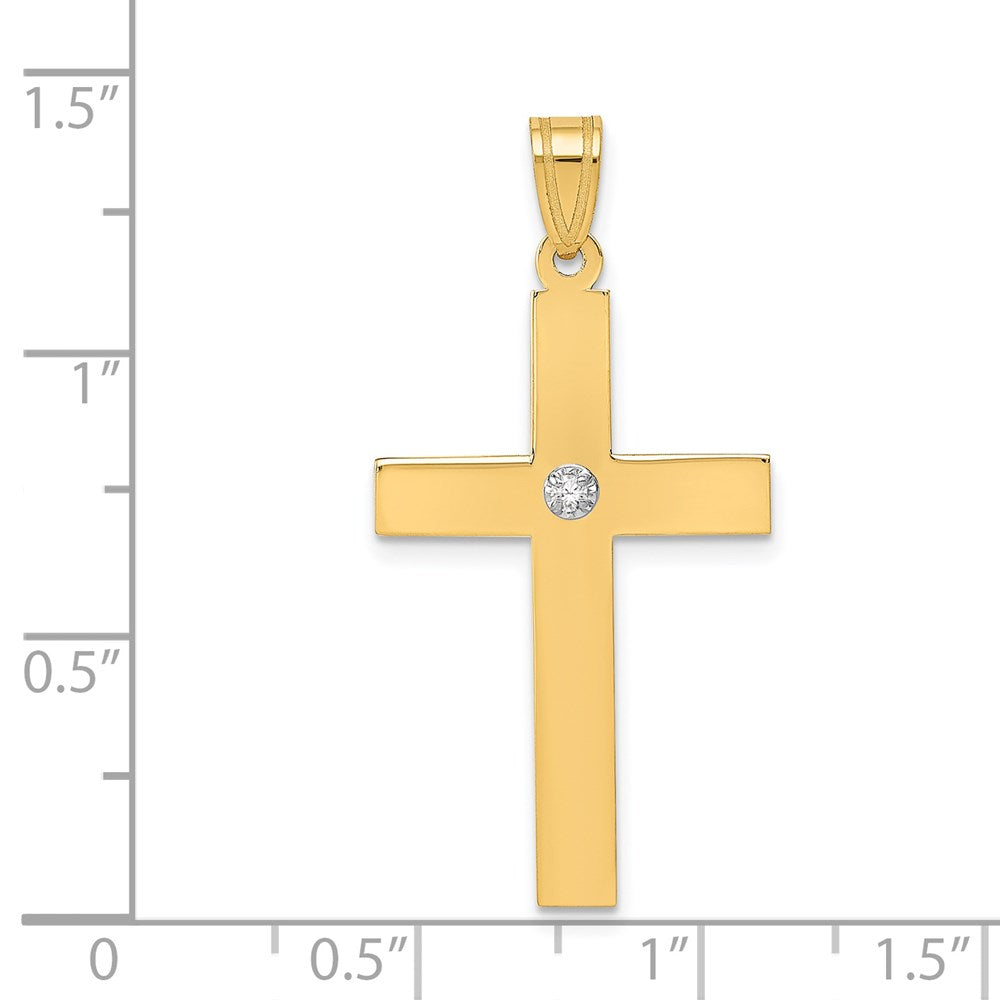 Gold Diamond Accent Flat Latin Cross Pendant