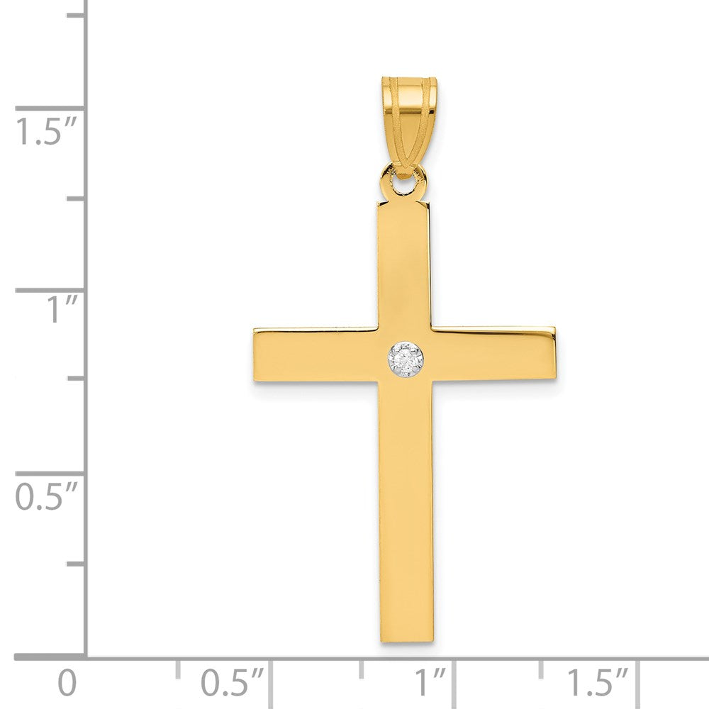 Gold Diamond Accent Flat Latin Cross Pendant