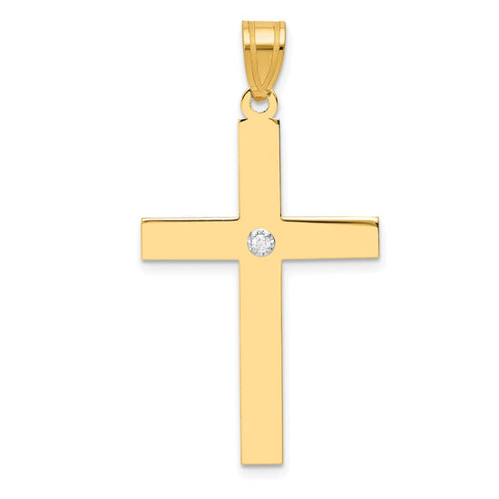 Gold Diamond Accent Flat Latin Cross Pendant