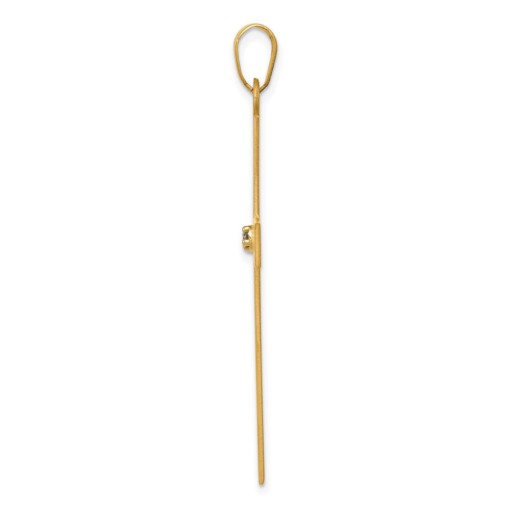 Gold Diamond Accent Flat Latin Cross Pendant