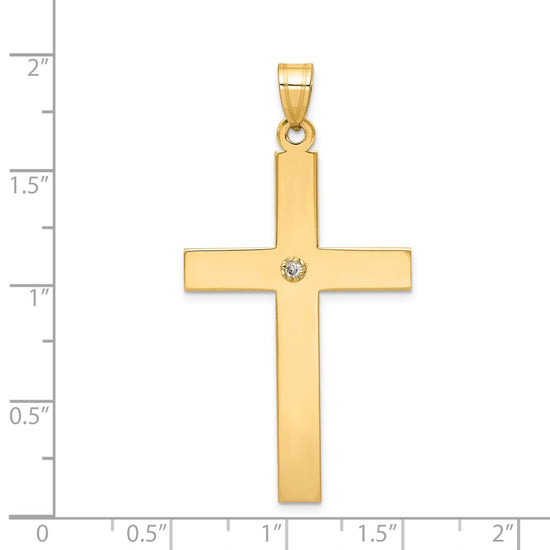 Gold Diamond Accent Flat Latin Cross Pendant
