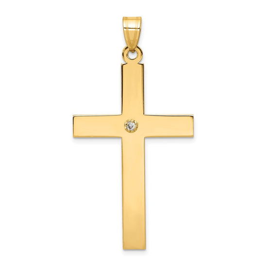 Gold Diamond Accent Flat Latin Cross Pendant