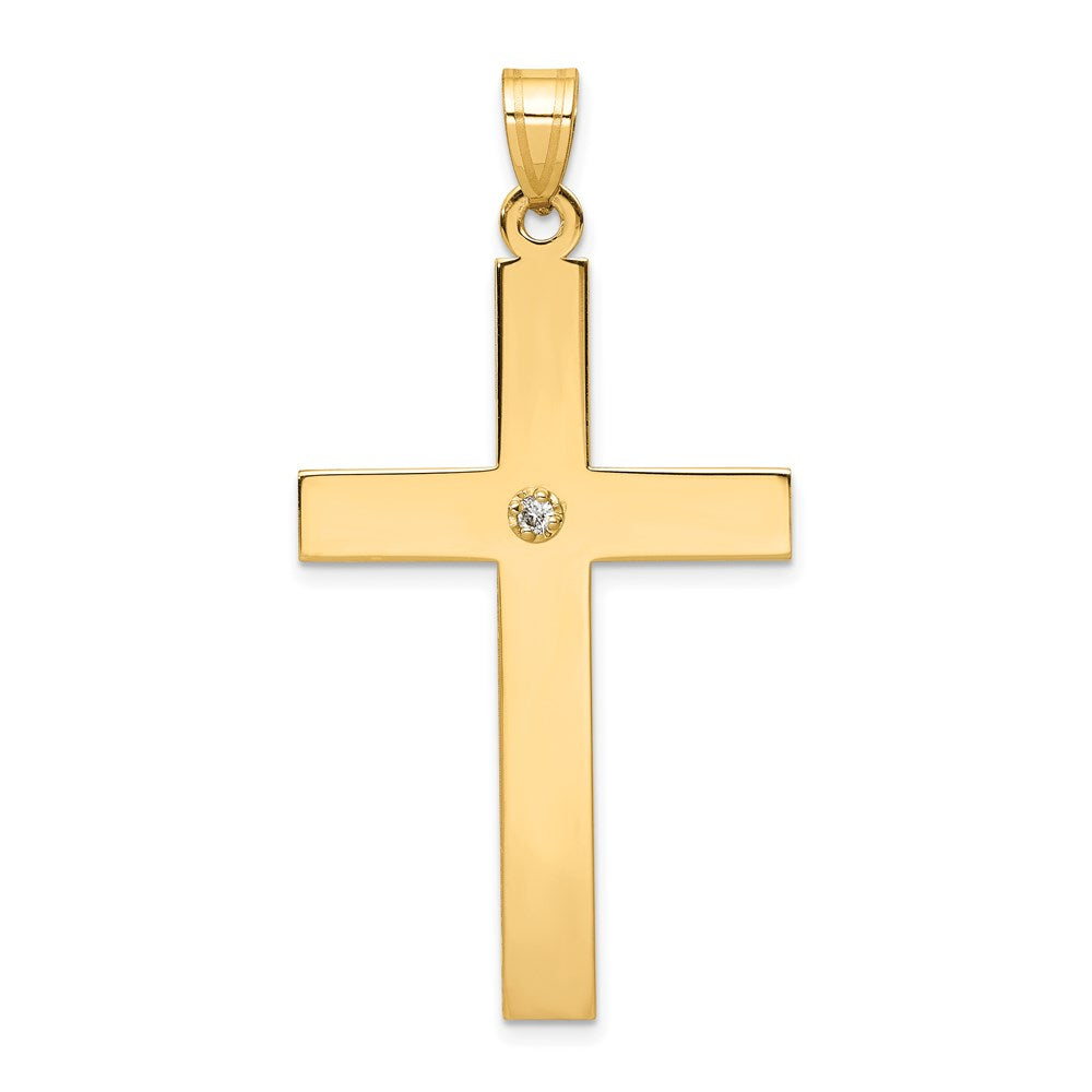 Gold Diamond Accent Flat Latin Cross Pendant