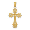 14k and White Rhodium Diamond-cut Fleur de Lis Cross Pendant