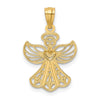 14K and White Rhodium Filigree Angel with Heart Pendant