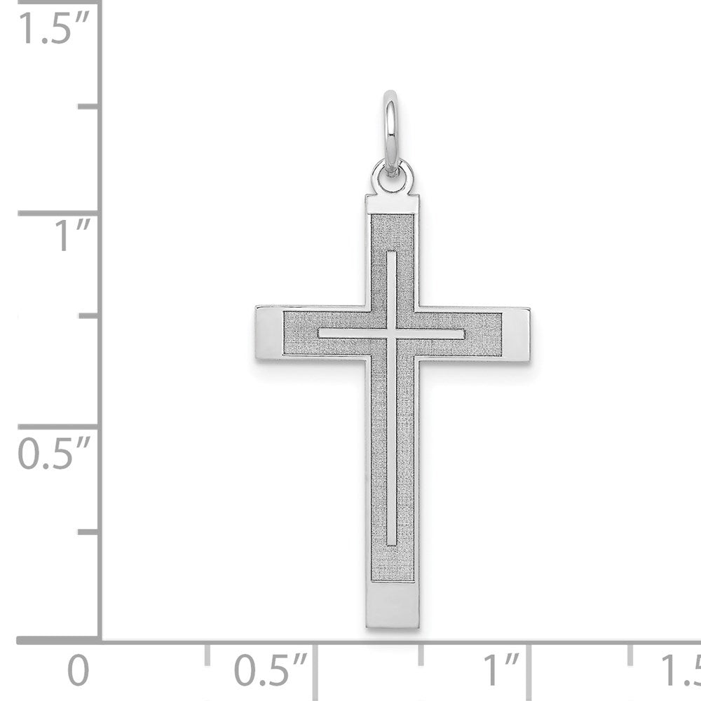 Gold Flat Sandblasted Latin Cross Pendant