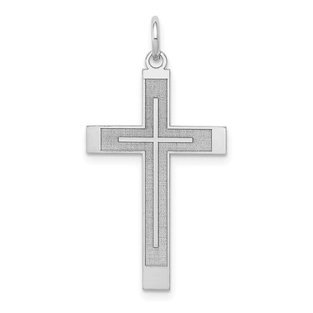 Gold Flat Sandblasted Latin Cross Pendant