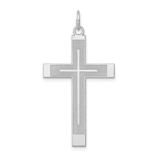 Gold Flat Sandblasted Latin Cross Pendant