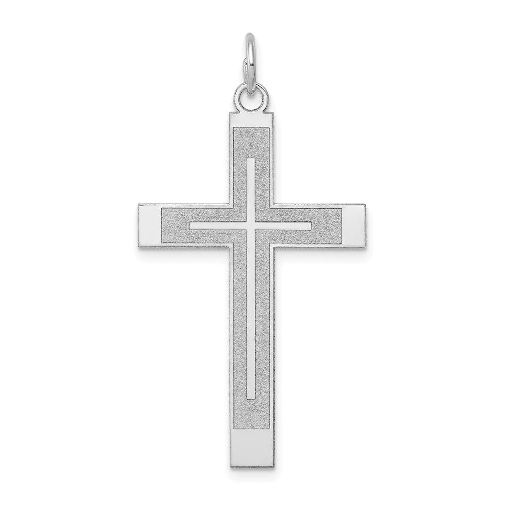 Gold Flat Sandblasted Latin Cross Pendant