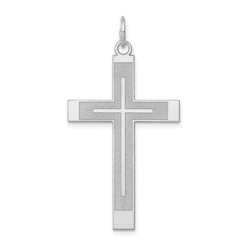 Gold Flat Sandblasted Latin Cross Pendant