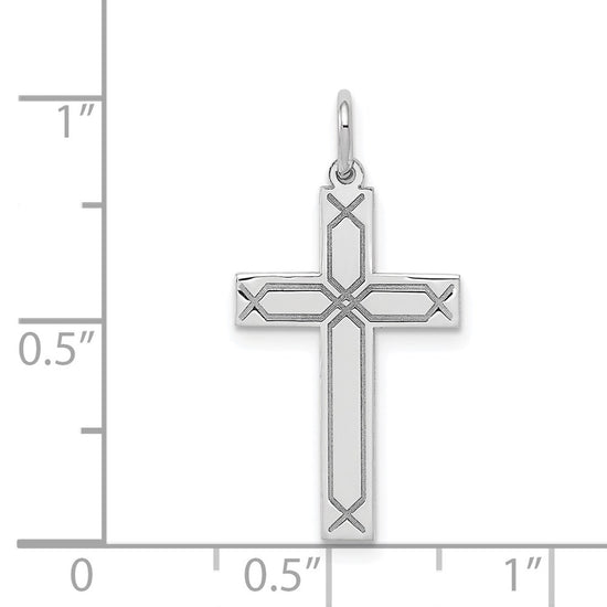 Gold Flat Laser Design Latin Cross Pendant