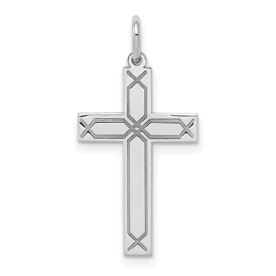 Gold Flat Laser Design Latin Cross Pendant