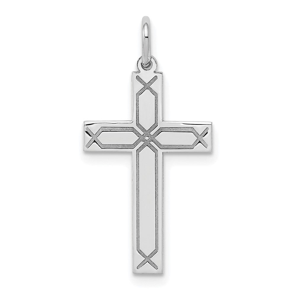 Gold Flat Laser Design Latin Cross Pendant